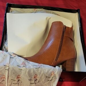 New York & Company Cognac  coloredAnkle Boots with Zipper and Short Stacked Heel